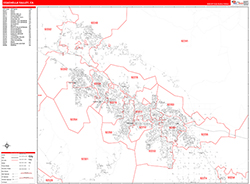 Coachella Valley Wall Map Zip Code Red Line Style 2026